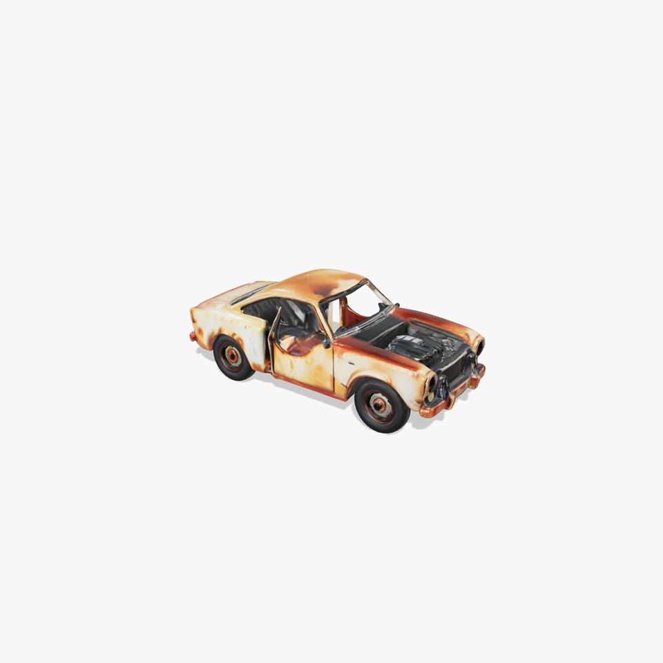 Rusted Vintage Car Body Damage Model Pack